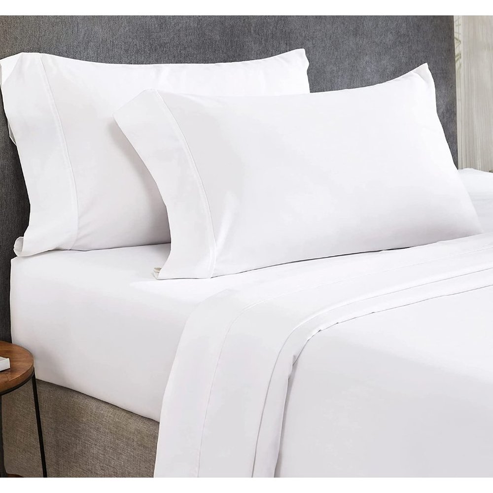100% Cotton Sheets 4 Pc, Luxury Sheets & Pillowcases, Breathable Bedding - Picture 3 of 4